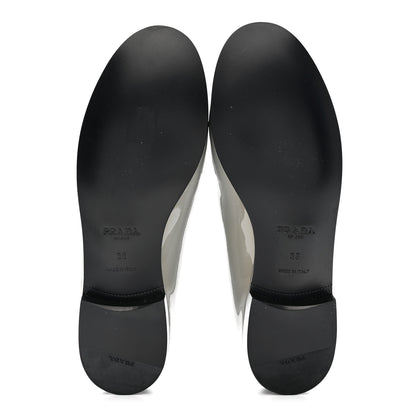 Prada Vernice Metal Triangle Logo 25mm Loafers 38 Granito 6 of 9