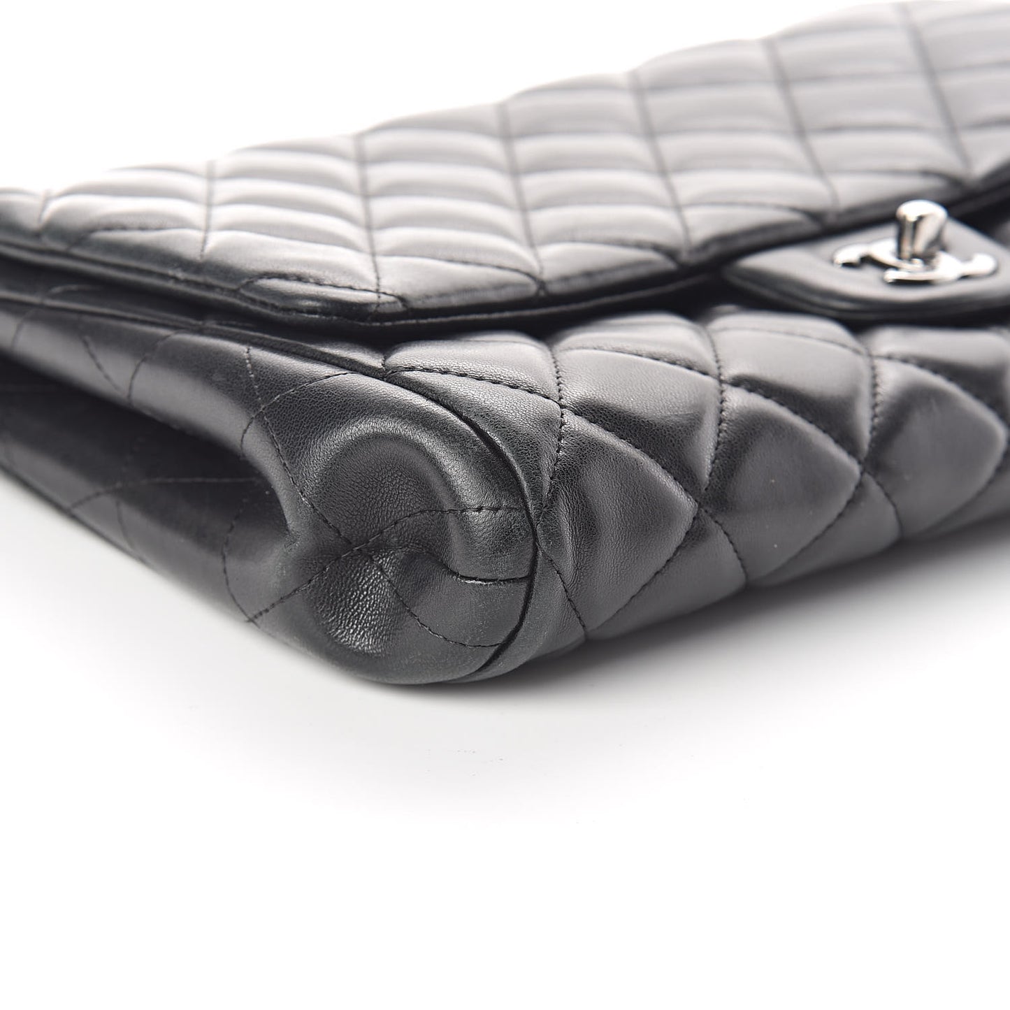 Lambskin Quilted Clutch With Chain Flap Black