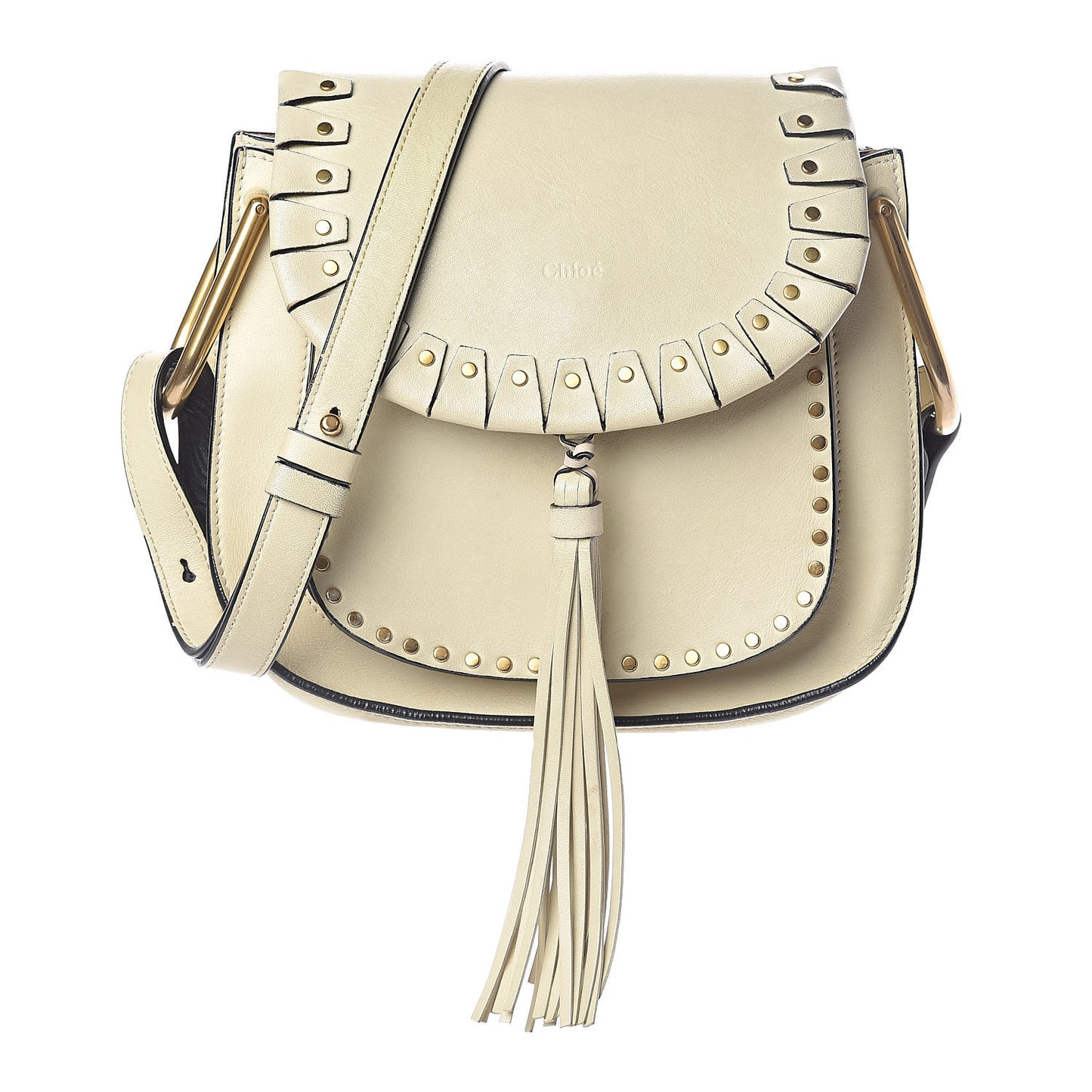 Calfskin Small Hudson Shoulder Bag Lace White