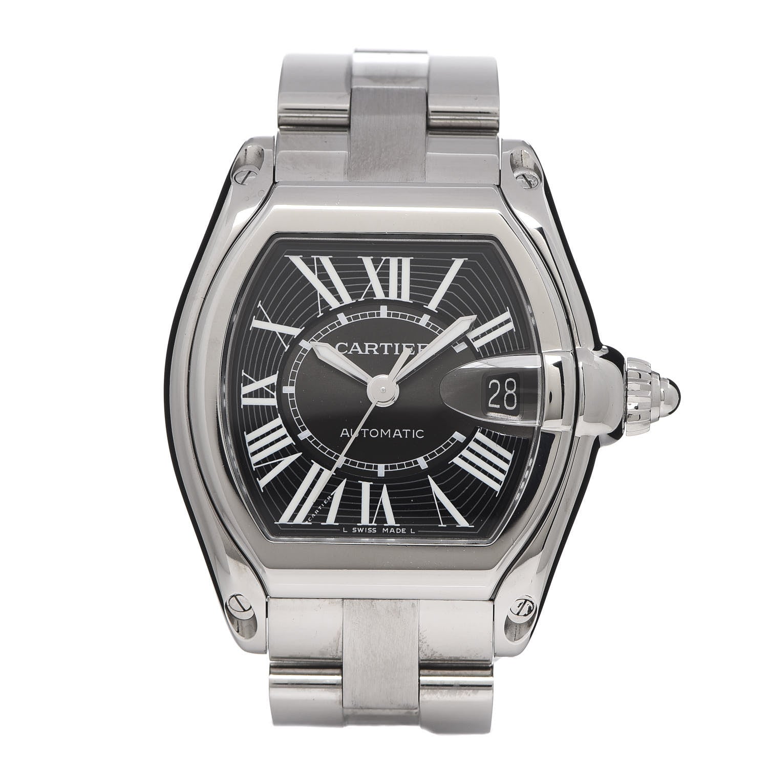 Cartier Stainless Steel 37mm Roadster Automatic Watch Black 1 of 7
