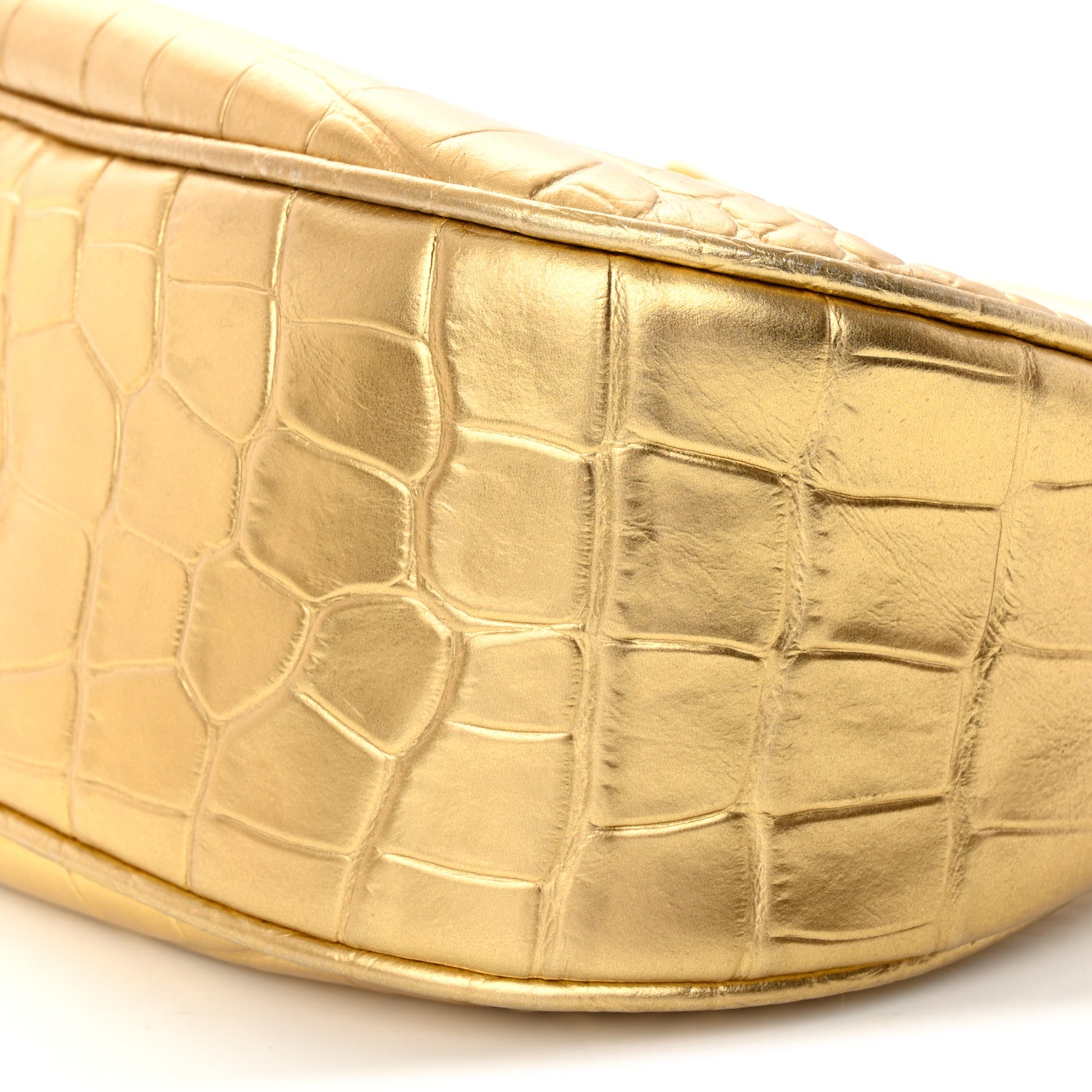 Tom Ford Metallic Calfskin Crocodile Embossed Mini Bianca Hobo Gold 12 of 15