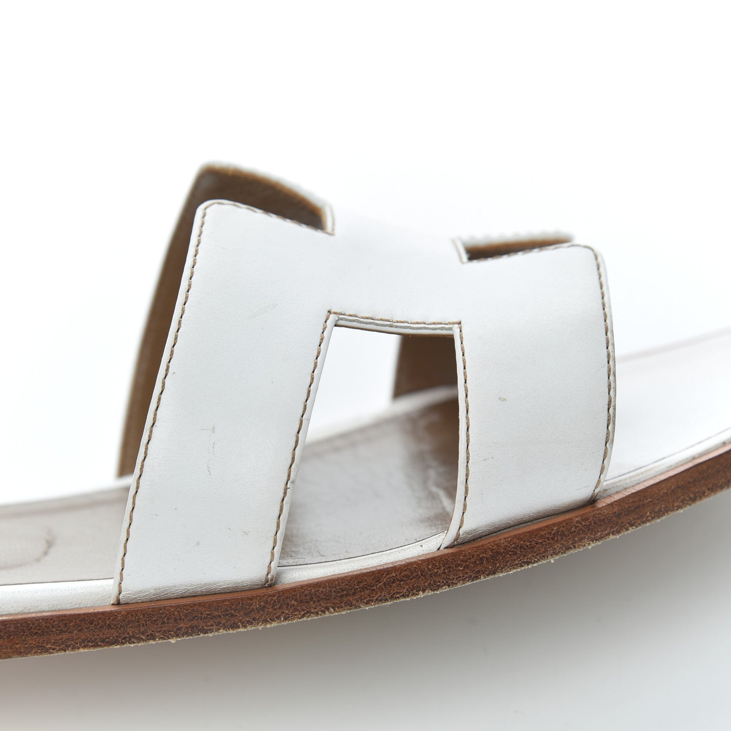 Hermes Box Calfskin Oran Sandals 38.5 White 12 of 24