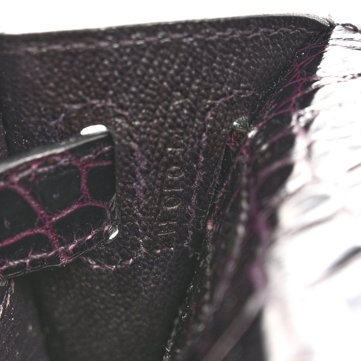 Shiny Porosus Crocodile Kelly Cut Pochette Amethyst