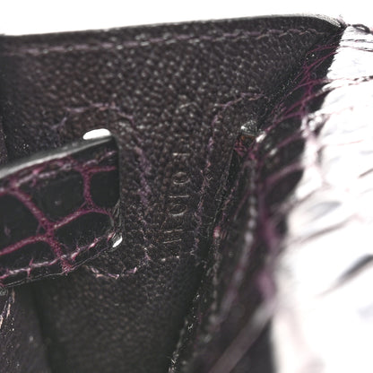 Hermes Shiny Porosus Crocodile Kelly Cut Pochette Amethyst 7 of 10