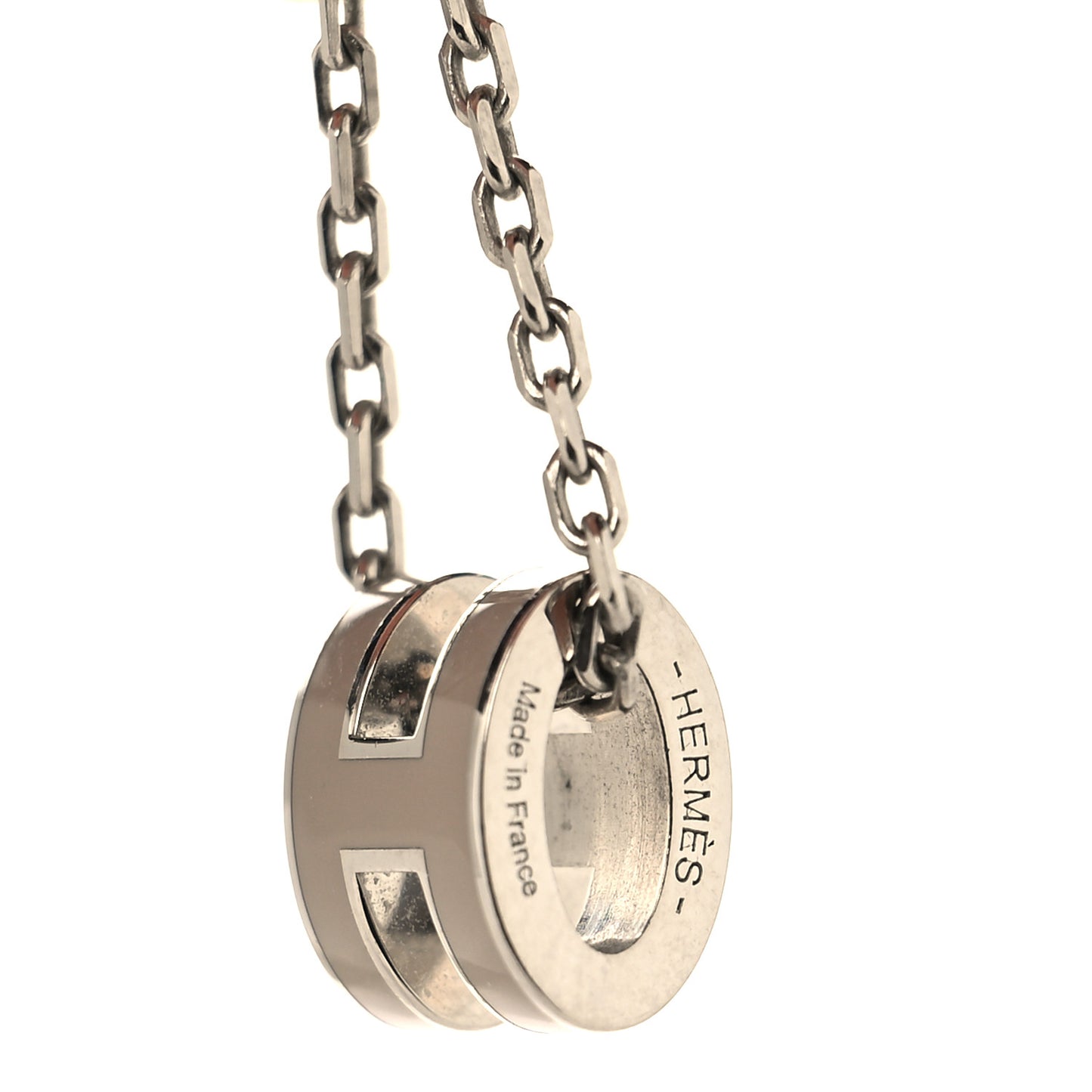 Palladium Mini Pop H Pendant Necklace Marron Glace