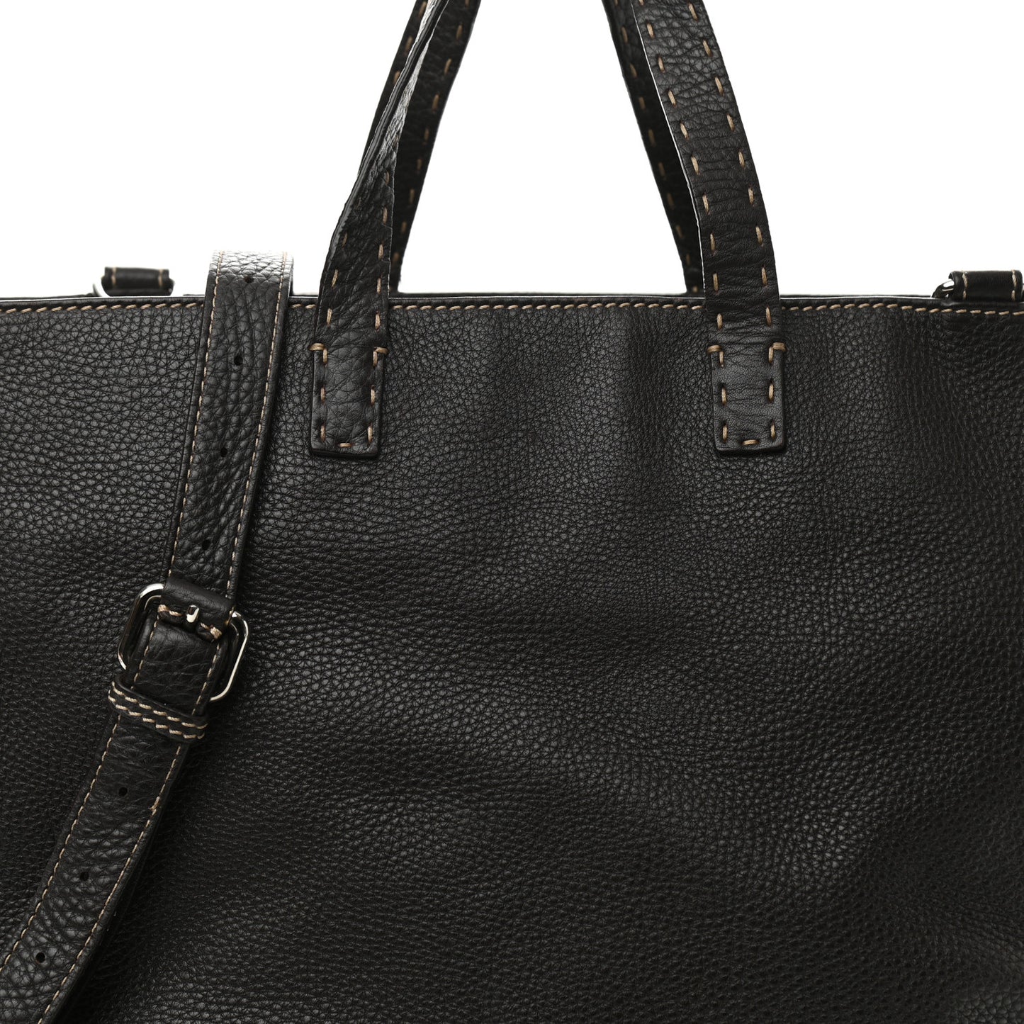Calfskin Romano Selleria Shopping Media Tote Dark Brown