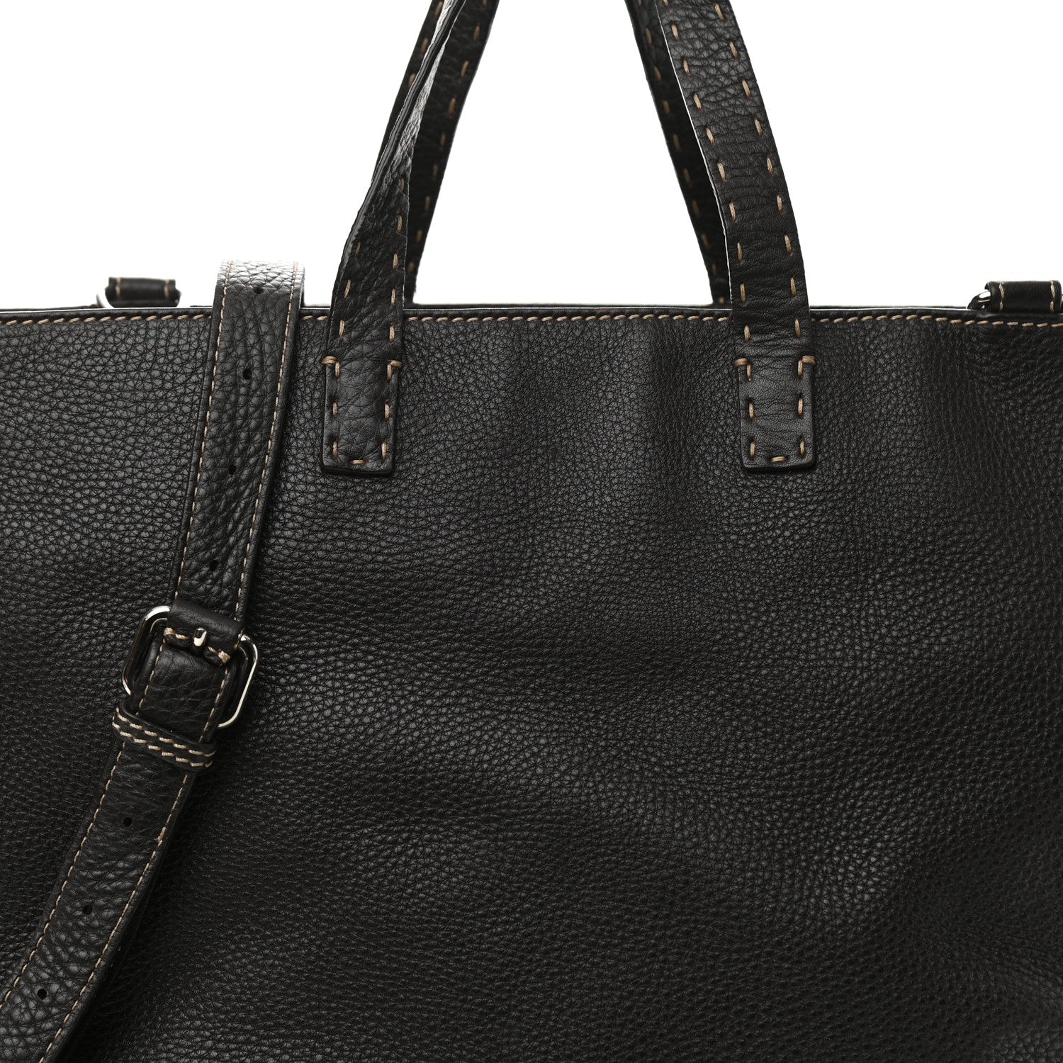 Fendi Calfskin Romano Selleria Shopping Media Tote Dark Brown 14 of 14