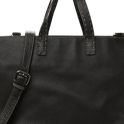 Fendi Calfskin Romano Selleria Shopping Media Tote Dark Brown 14 of 14