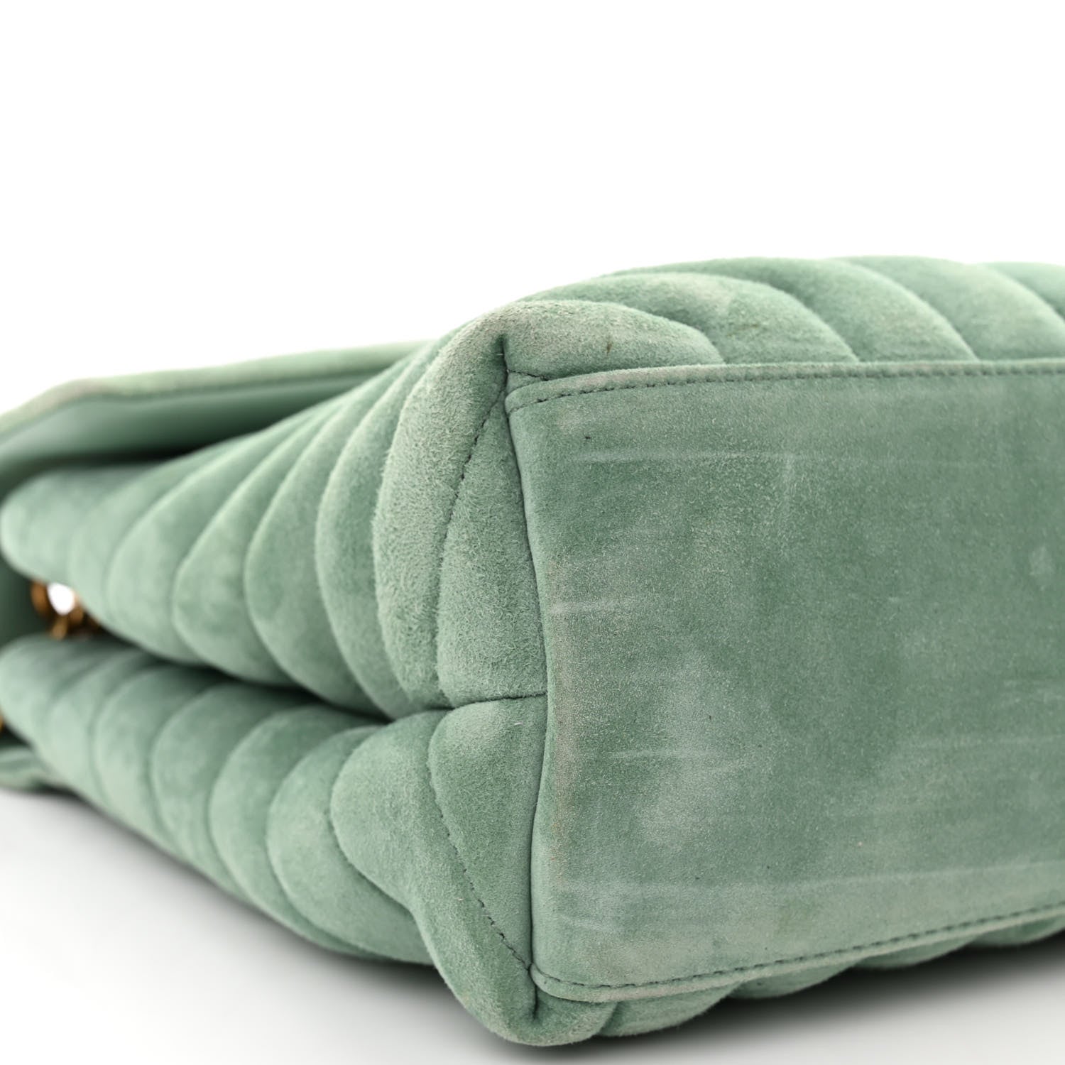 Saint Laurent Suede Y Quilted Monogram Medium Loulou Chain Satchel Vert Opaline 9 of 10