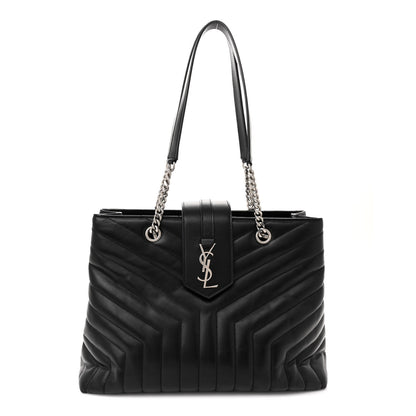 Saint Laurent Calfskin Y Quilted Monogram Large Loulou Shopper Black 1 of 10