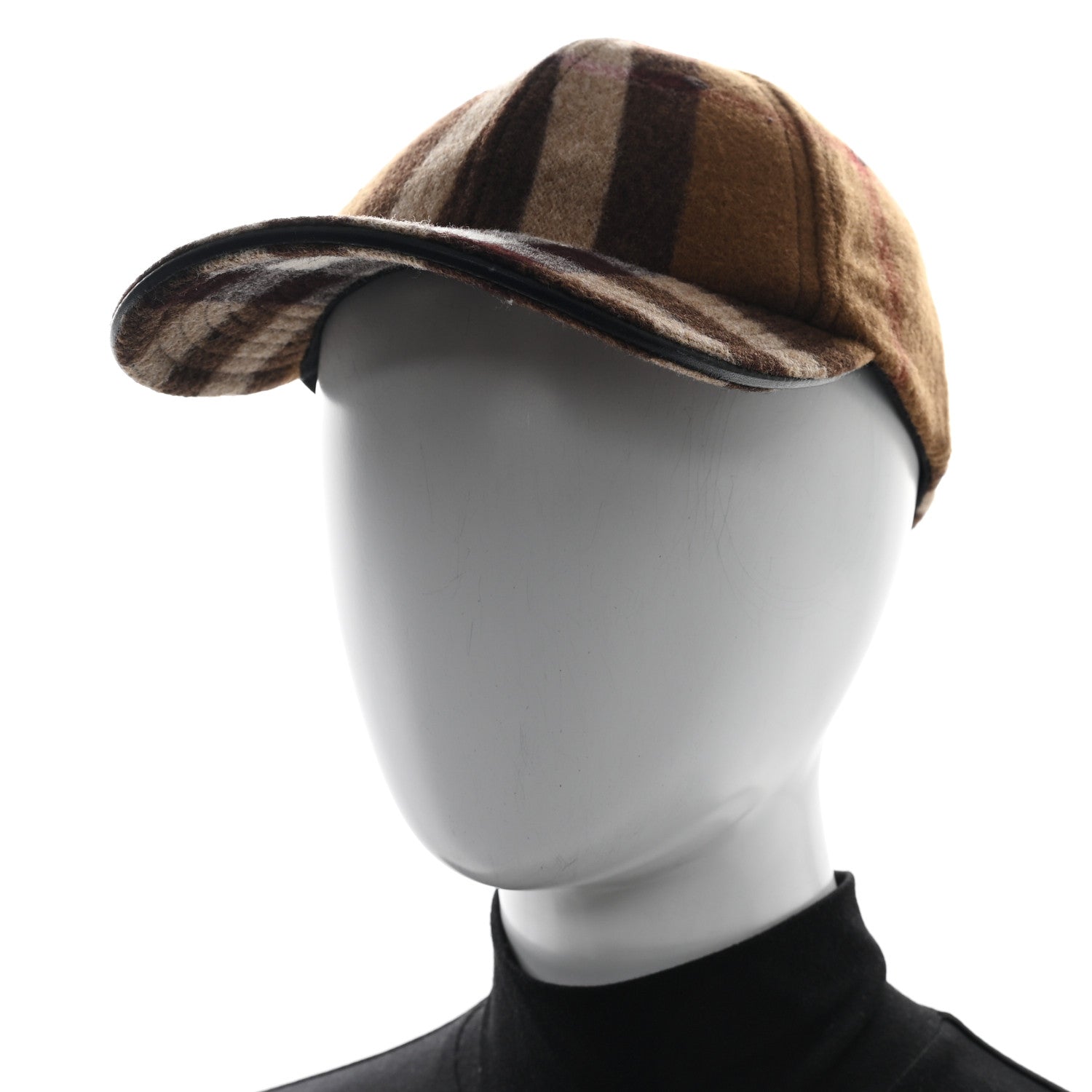 Burberry Wool Check Baseball Cap M Dark Birch Brown 2 of 6