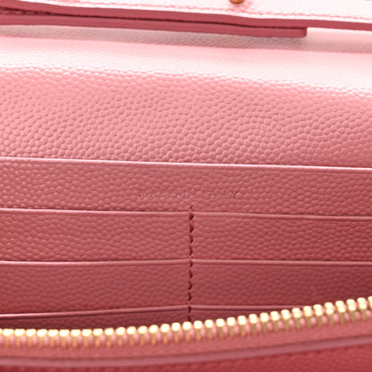 Saint Laurent Grain De Poudre Matelasse Chevron Monogram Chain Wallet Tender Pink 7 of 11