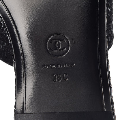 Chanel Fabric Mule Sandals 38 Black 6 of 8