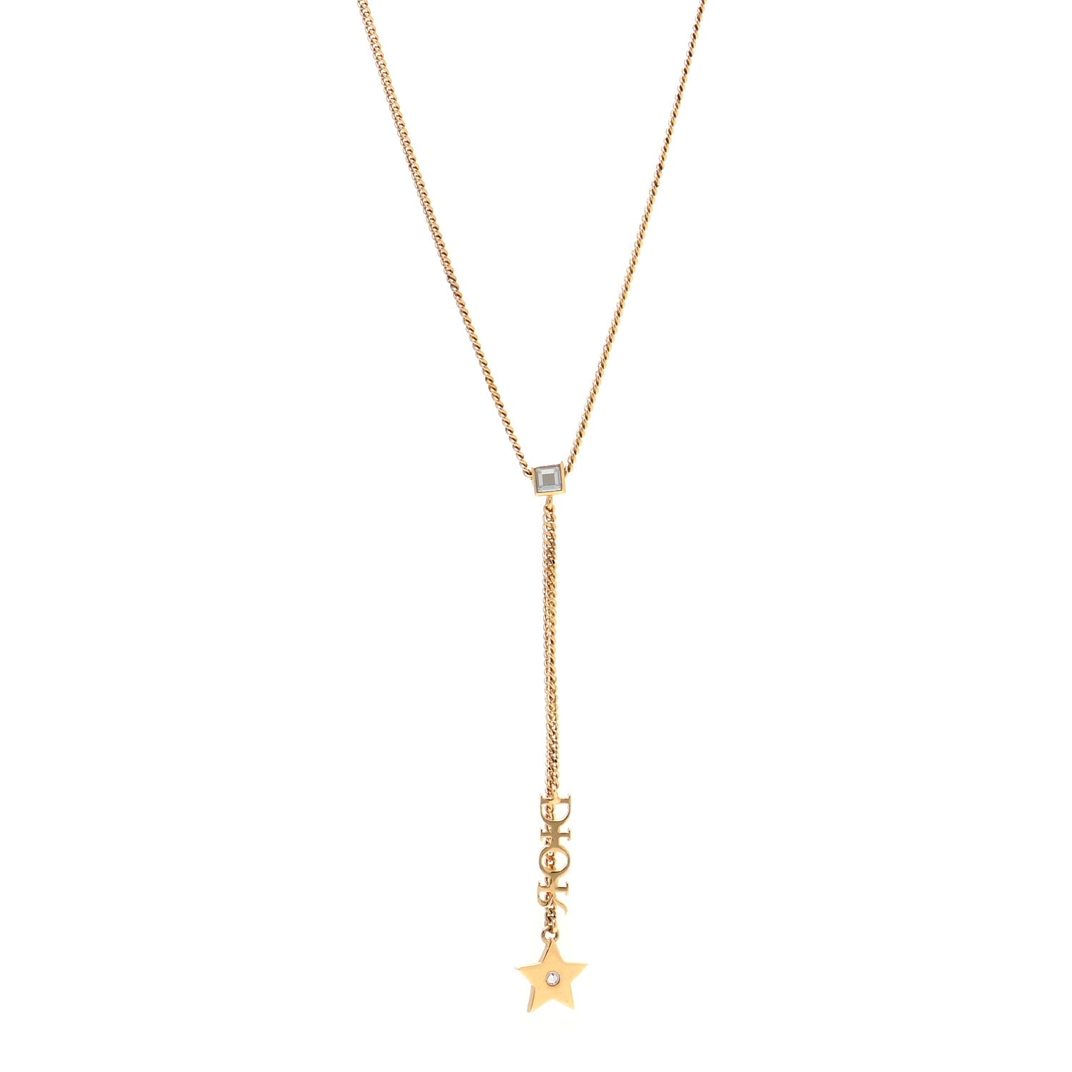 Christian Dior Metal Crystal CD Star Necklace Gold 1 of 6