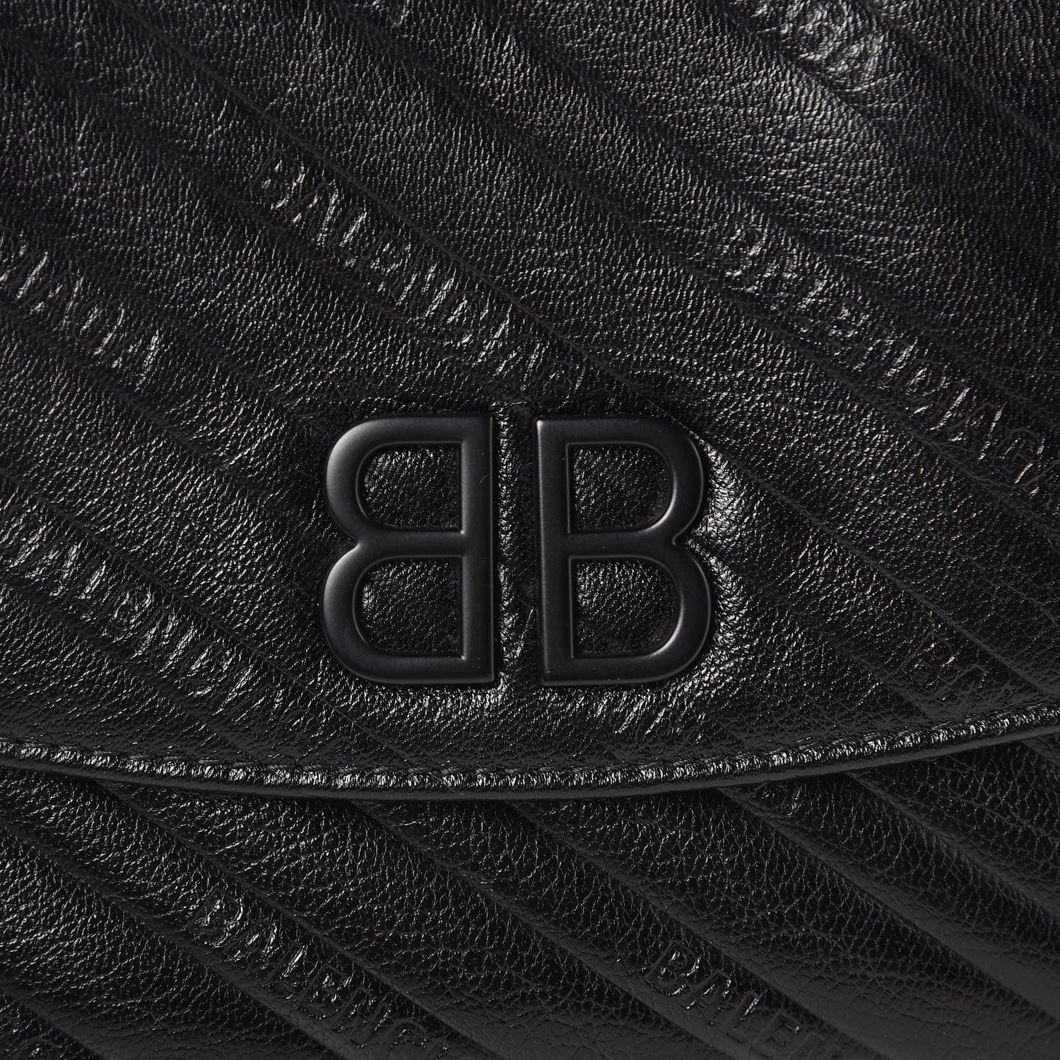 Balenciaga Shiny Goatksin Logo Embossed Monochrome M BB Round Shoulder Bag Black 14 of 14