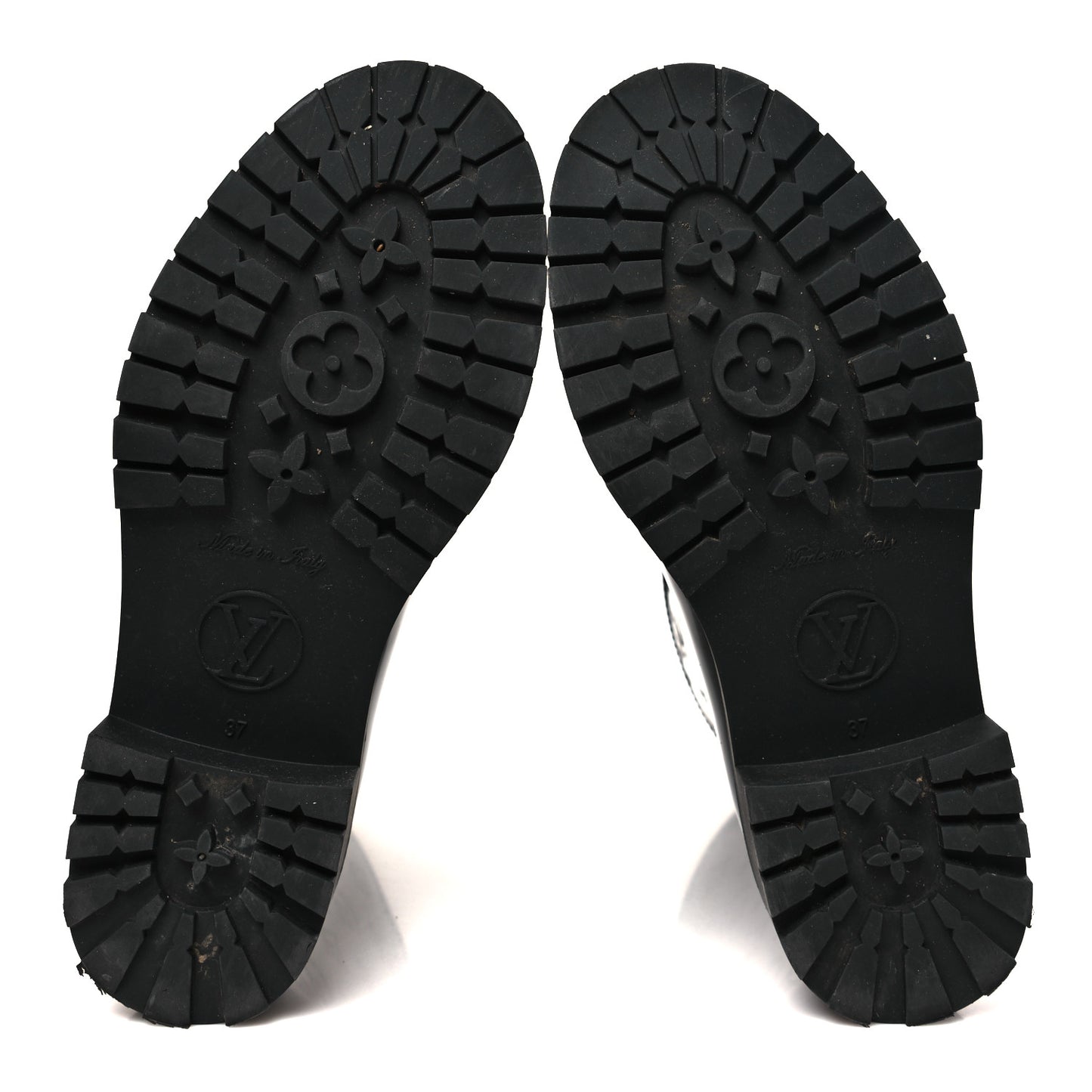 Rubber Embossed Monogram Drops Flat Half Boots 37 Black