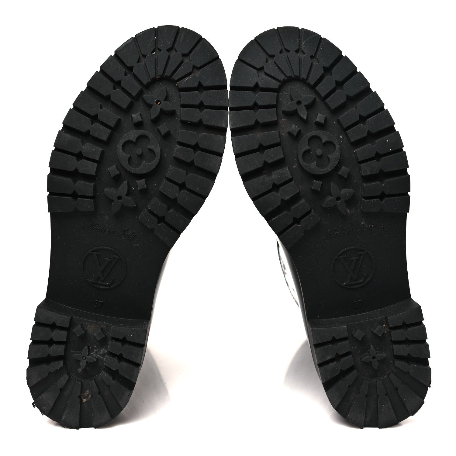 Louis Vuitton Rubber Embossed Monogram Drops Flat Half Boots 37 Black 6 of 10
