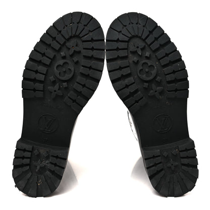 Louis Vuitton Rubber Embossed Monogram Drops Flat Half Boots 37 Black 6 of 10