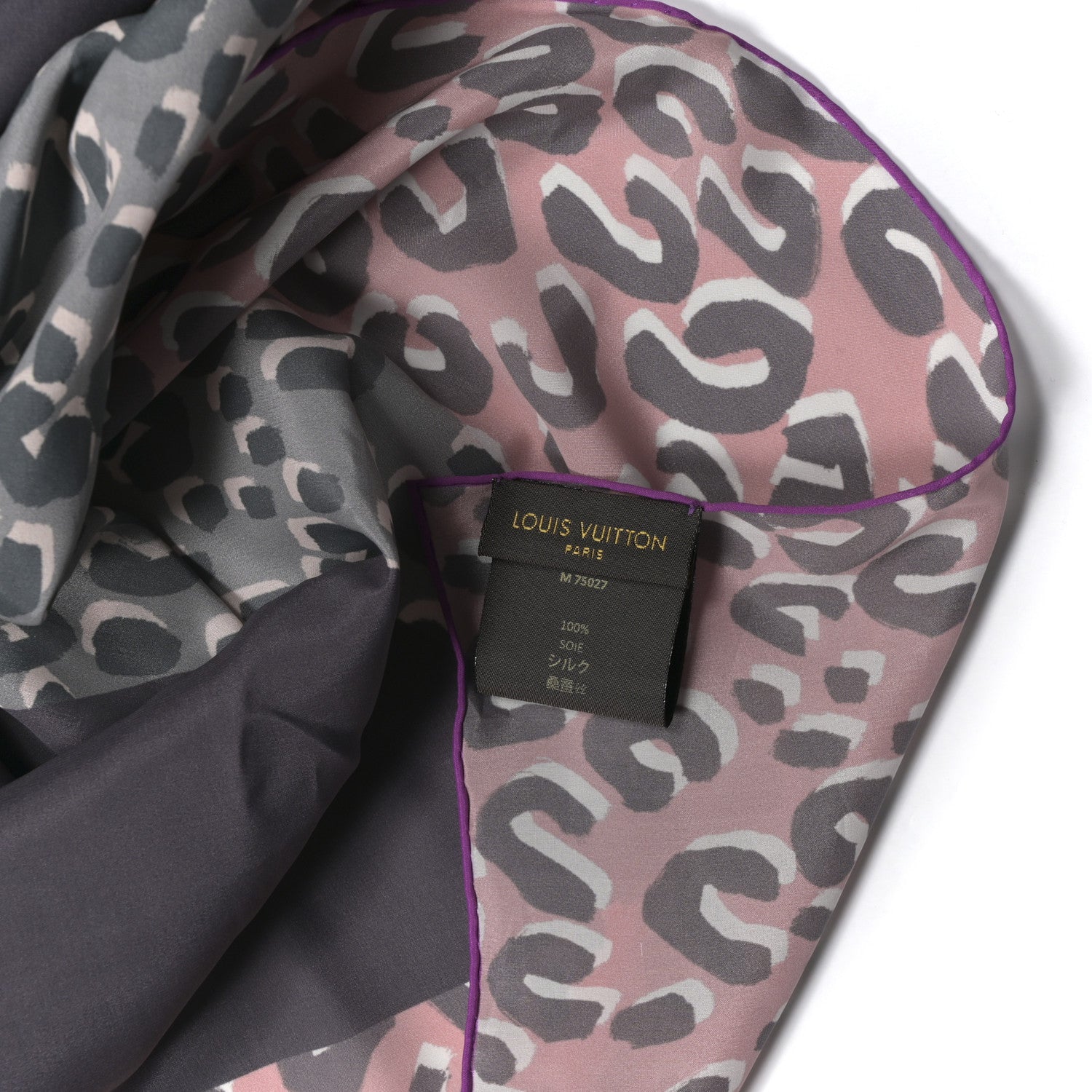 Louis Vuitton Silk Leopard V Giant Square Stole Scarf Rose 3 of 4