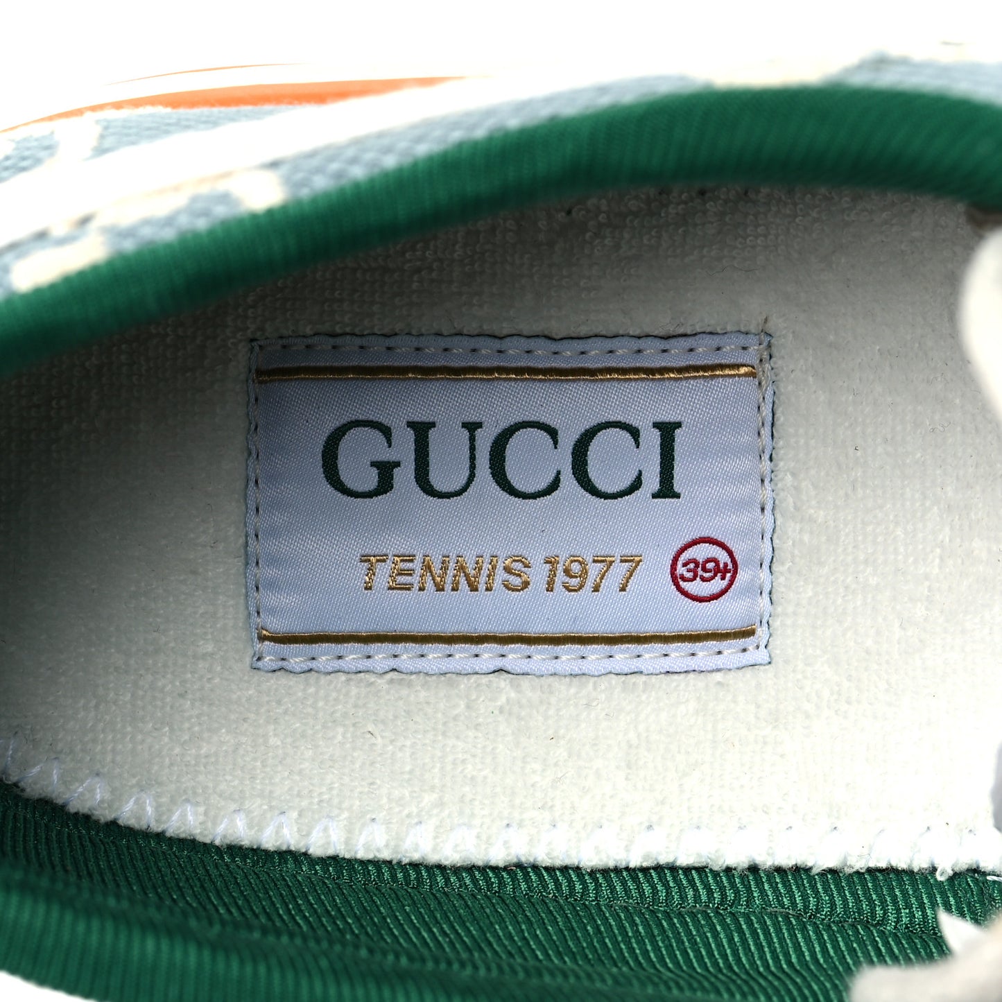 Cotton GG Monogram Web Womens 1977 Tennis Sneakers 39.5 Philod Ivory Mystic White