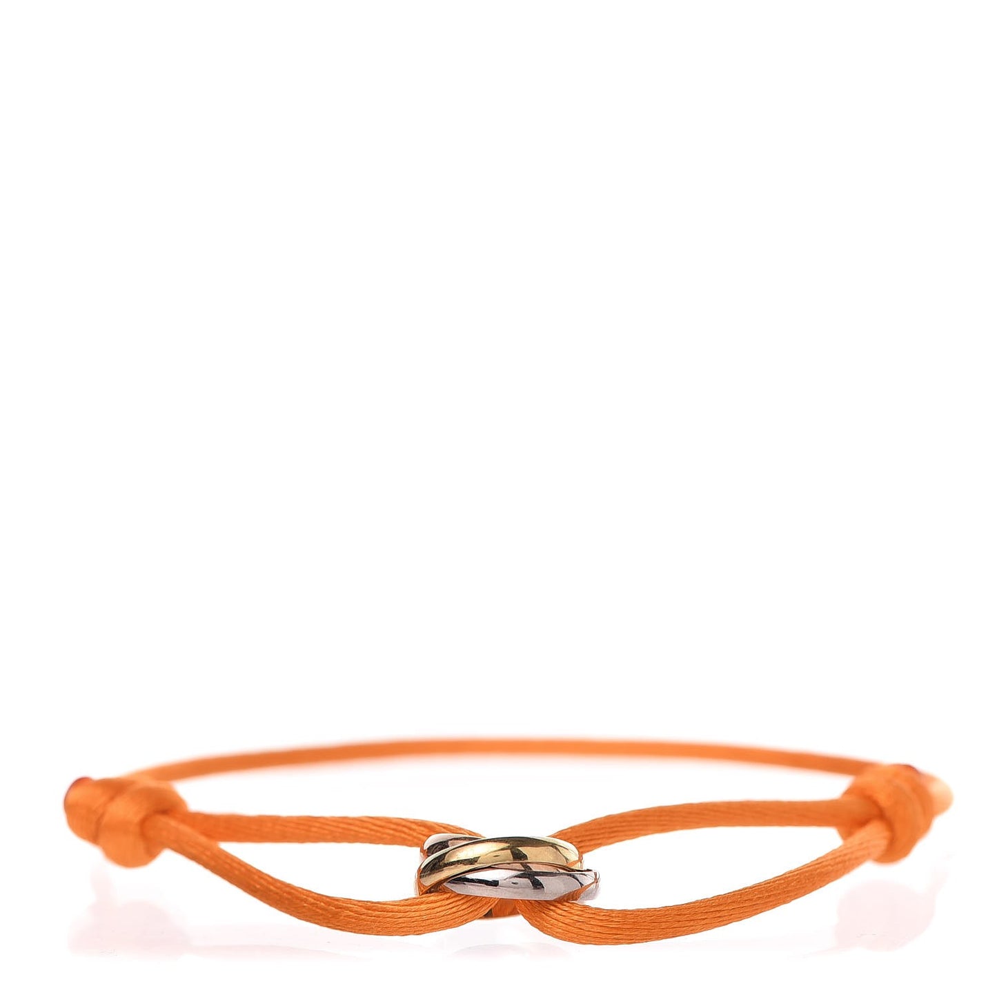 18K Pink Yellow White Gold Trinity Adjustable Cord Bracelet Orange