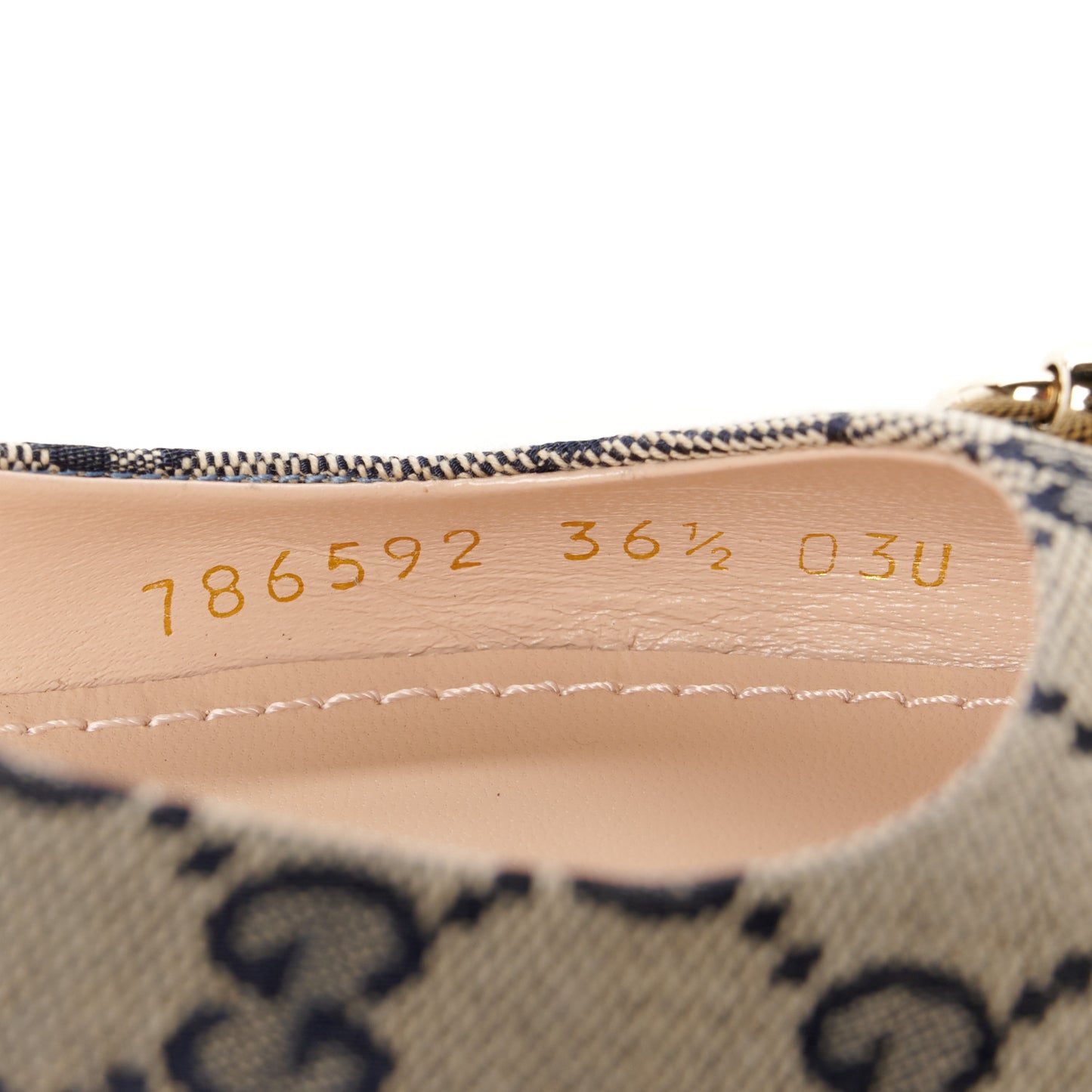 Monogram Horsebit Womens Slingback Ballet Flat 36.5 Beige Blue