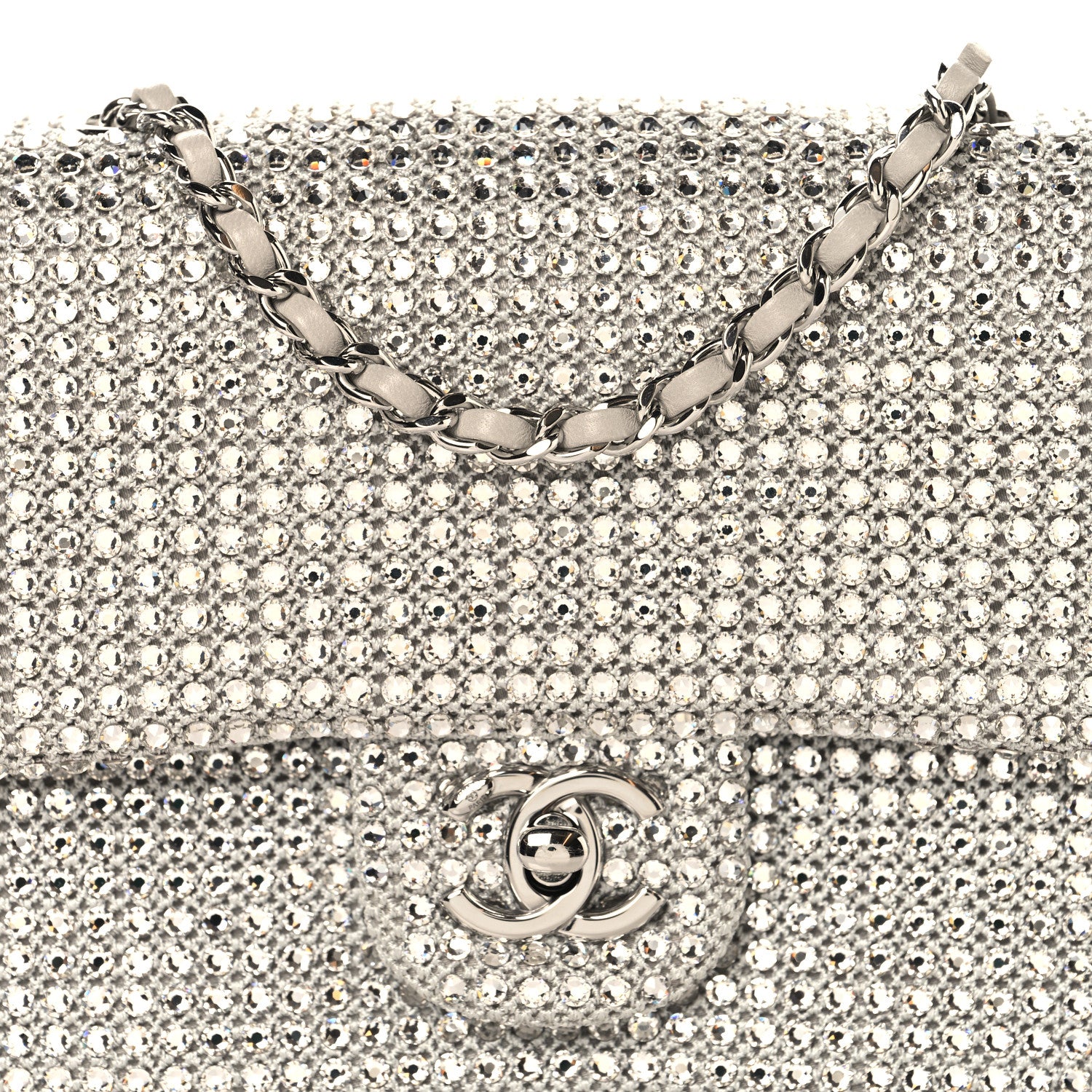 Chanel Crochet Strass Evening Flap Bag Silvery 7 of 9