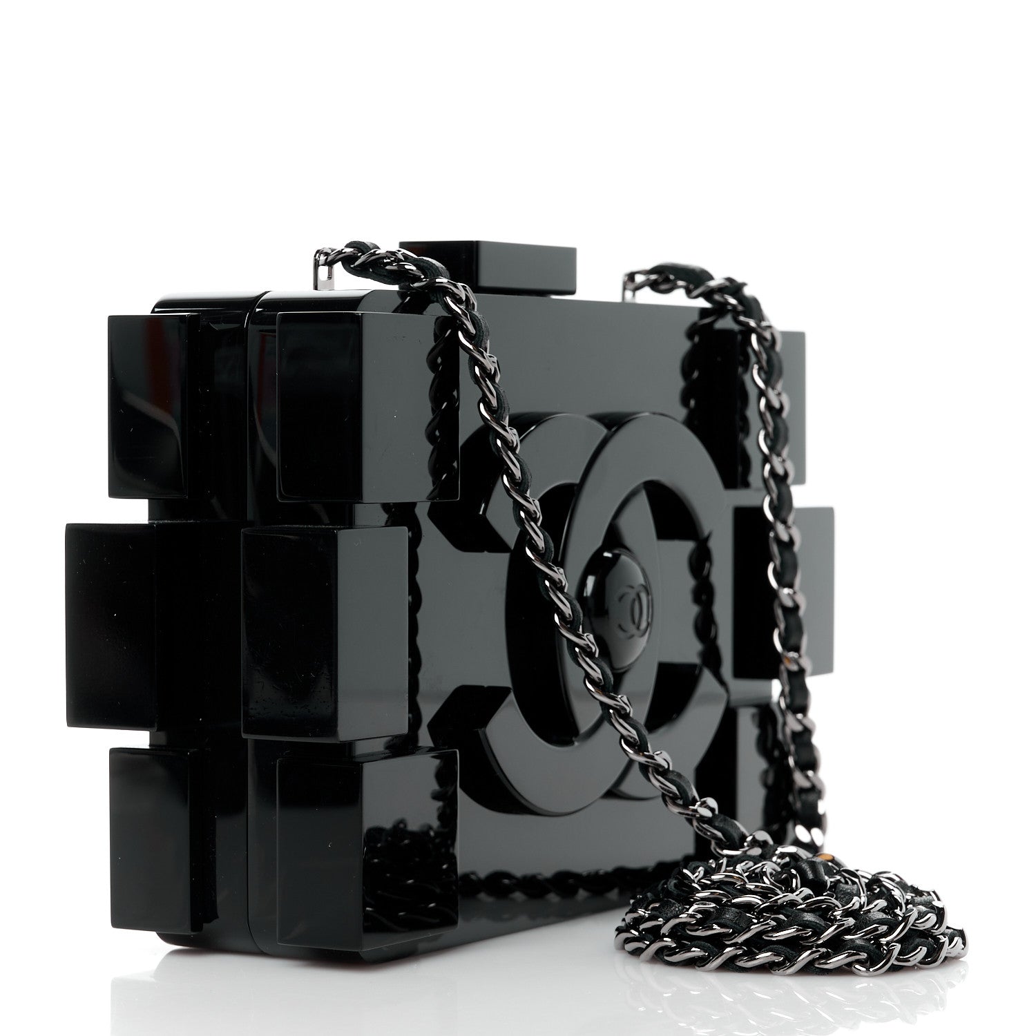 Chanel Plexiglass Barcode Boy Brick Lego Clutch Black 3 of 12