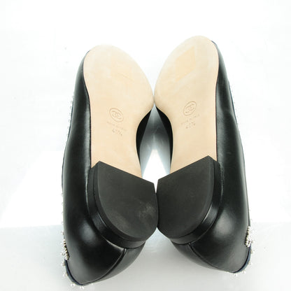 Chanel Lambskin Cap Toe Pearl CC Ballerina Flats 40.5 Black Navy 5 of 9