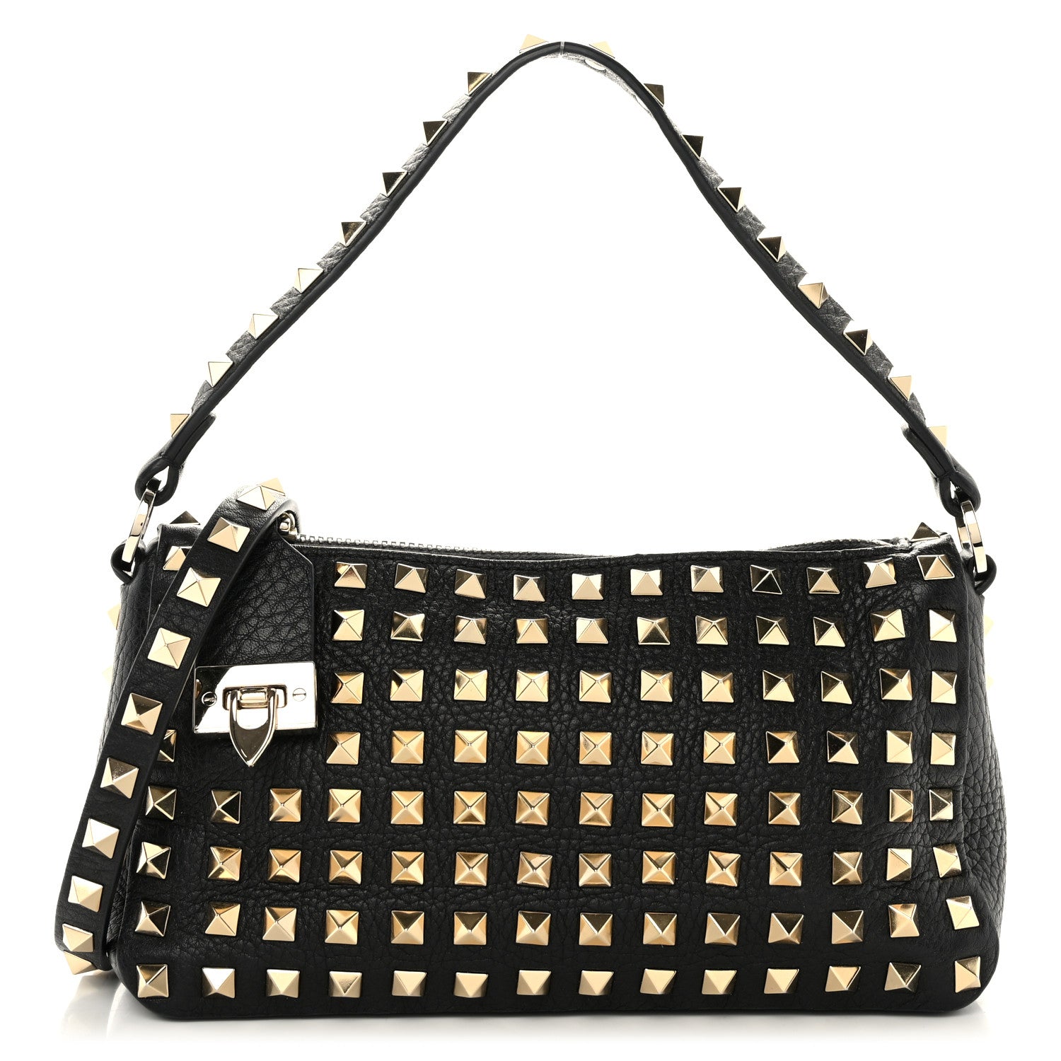 Valentino Garavani Grained Calfskin Small Rockstud All Over Crossbody Bag Black 1 of 9