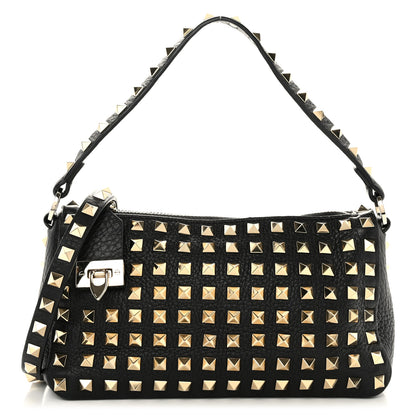 Valentino Garavani Grained Calfskin Small Rockstud All Over Crossbody Bag Black 1 of 9