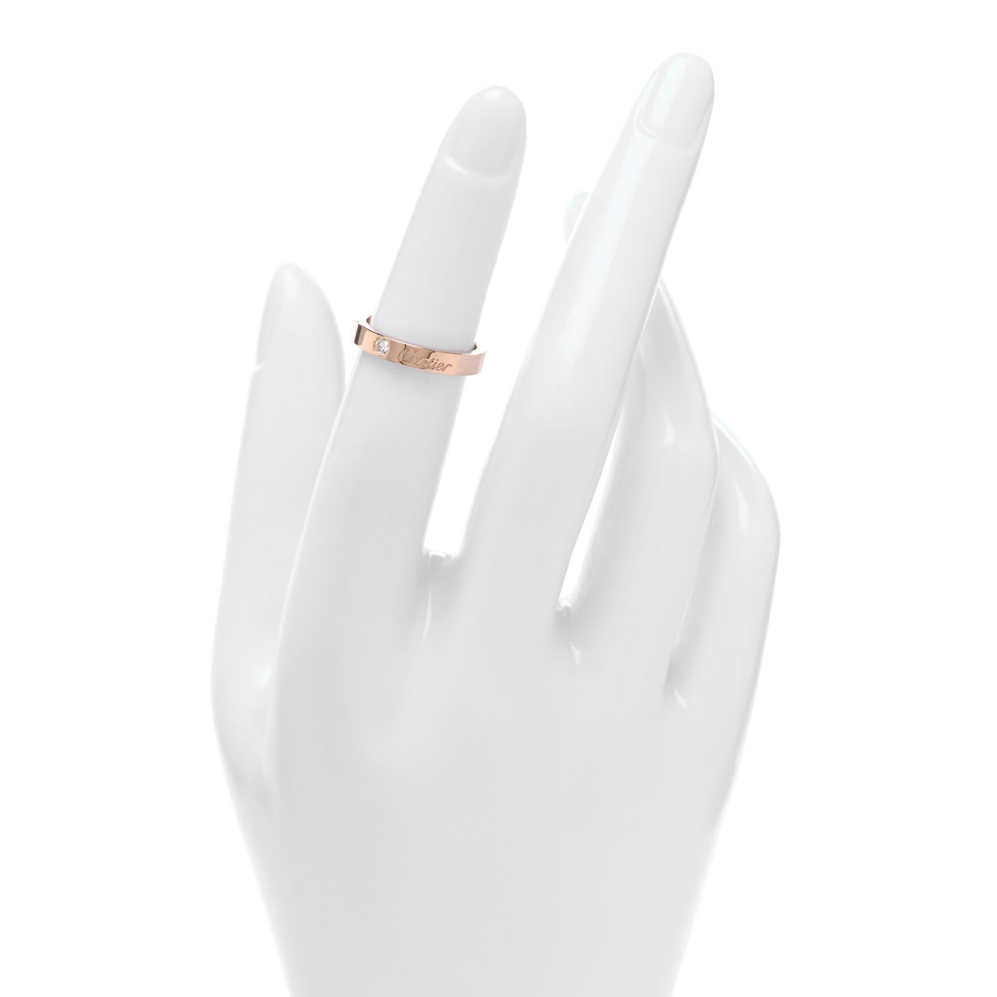18K Pink Gold Diamond 3mm C De Cartier Wedding Band Ring 47 4