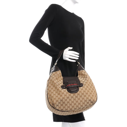 Gucci Monogram Web Medium Dressage Hobo Dark Brown 3 of 9