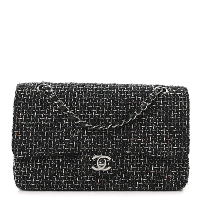 Chanel Tweed Quilted Medium Double Flap Black Multicolor 1 of 11