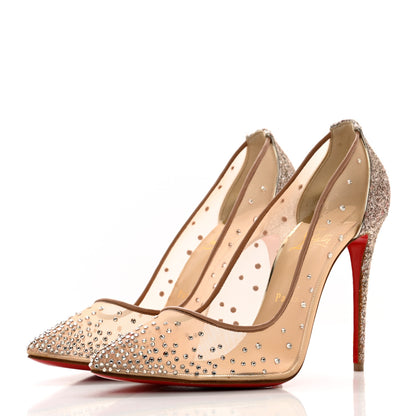 Christian Louboutin Rete Glitter Mini Specchio Strass Follies 100 Pumps 40 Pearl 3 of 9