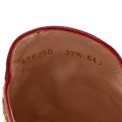 Gucci Calf Hair Tiger Print Womens Princetown Slippers 37.5 Natural Black Romantic Cherry 7 of 8