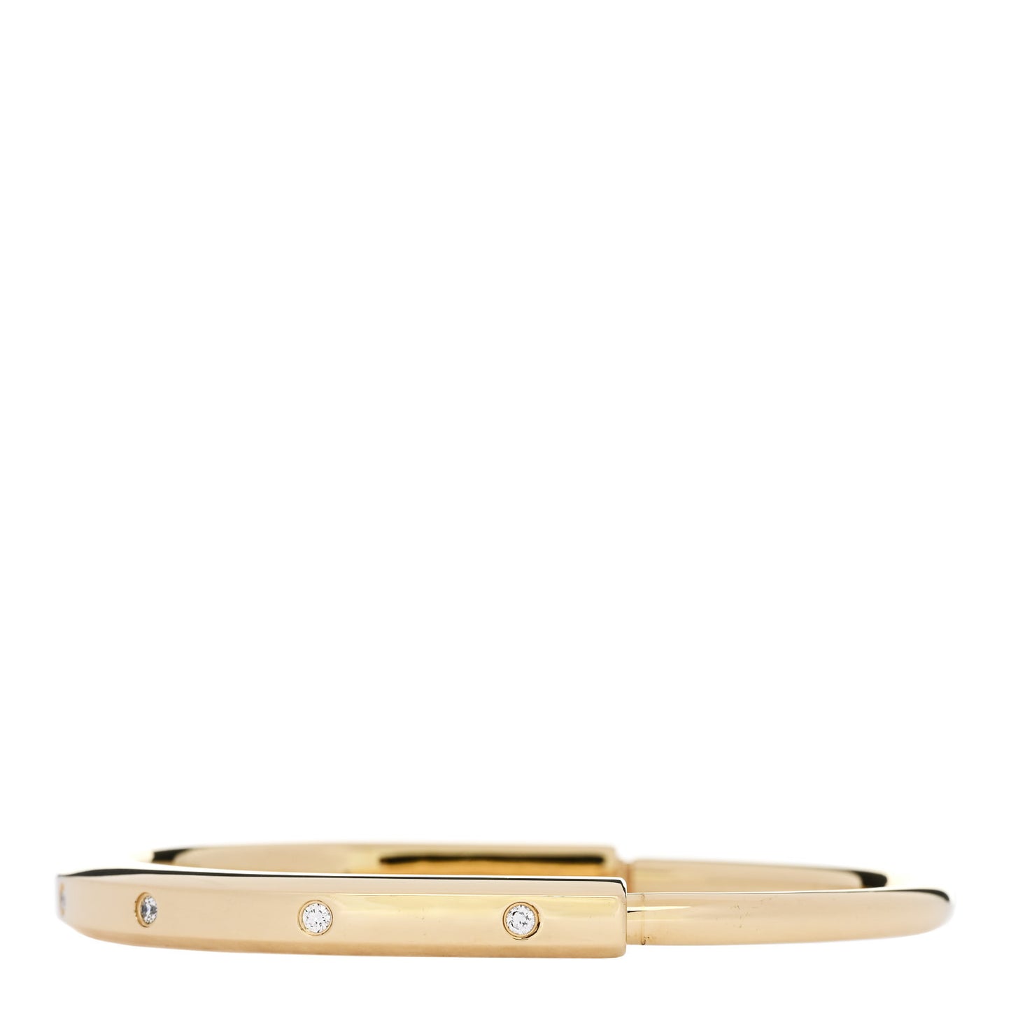 18K Yellow Gold Diamond Tiffany Lock Bangle Bracelet