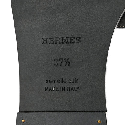 Hermes Box Calfskin Oran Sandals 37.5 Black 8 of 9