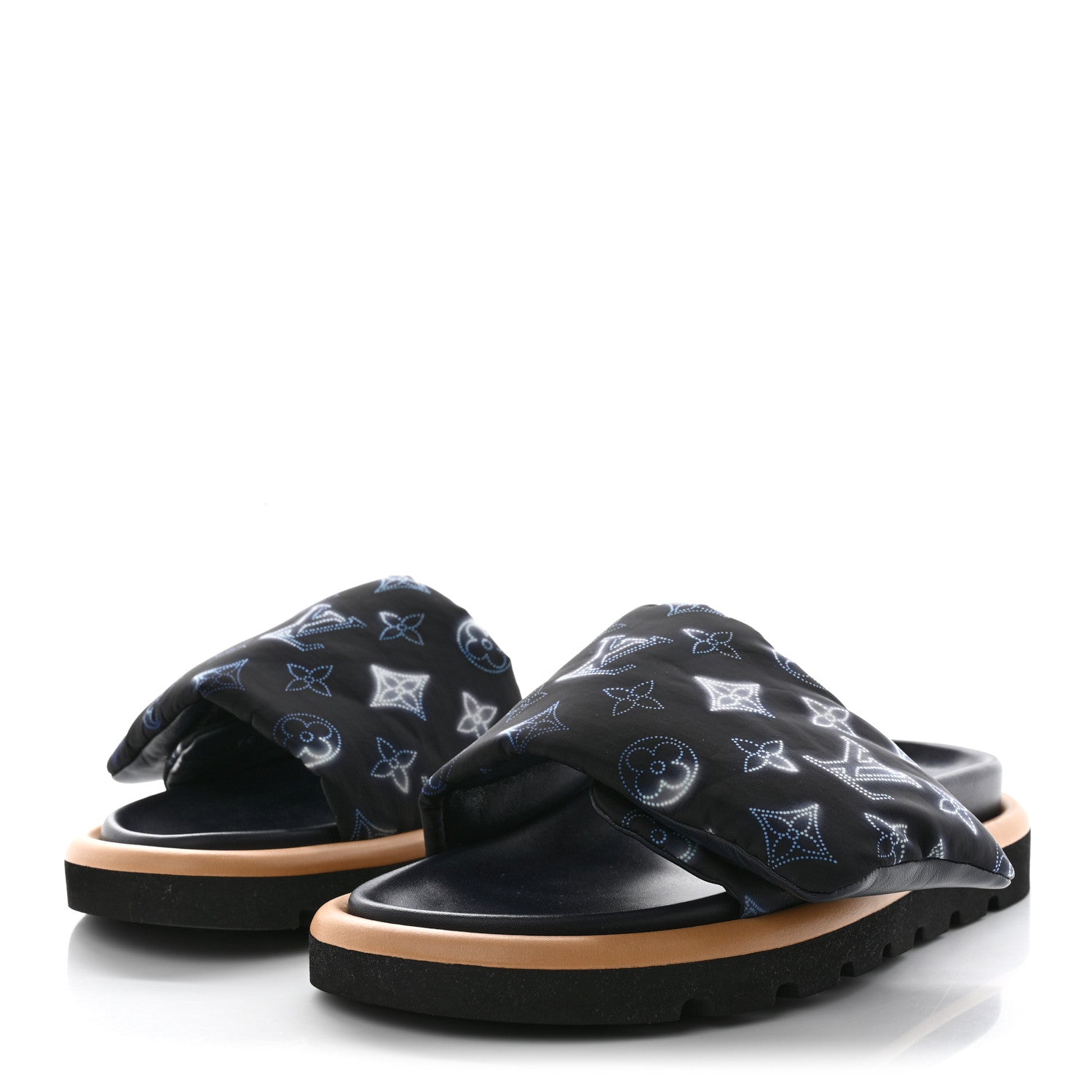 Louis Vuitton Nylon Monogram Womens Pool Pillow Comfort Mules 38 Navy Blue 3 of 9