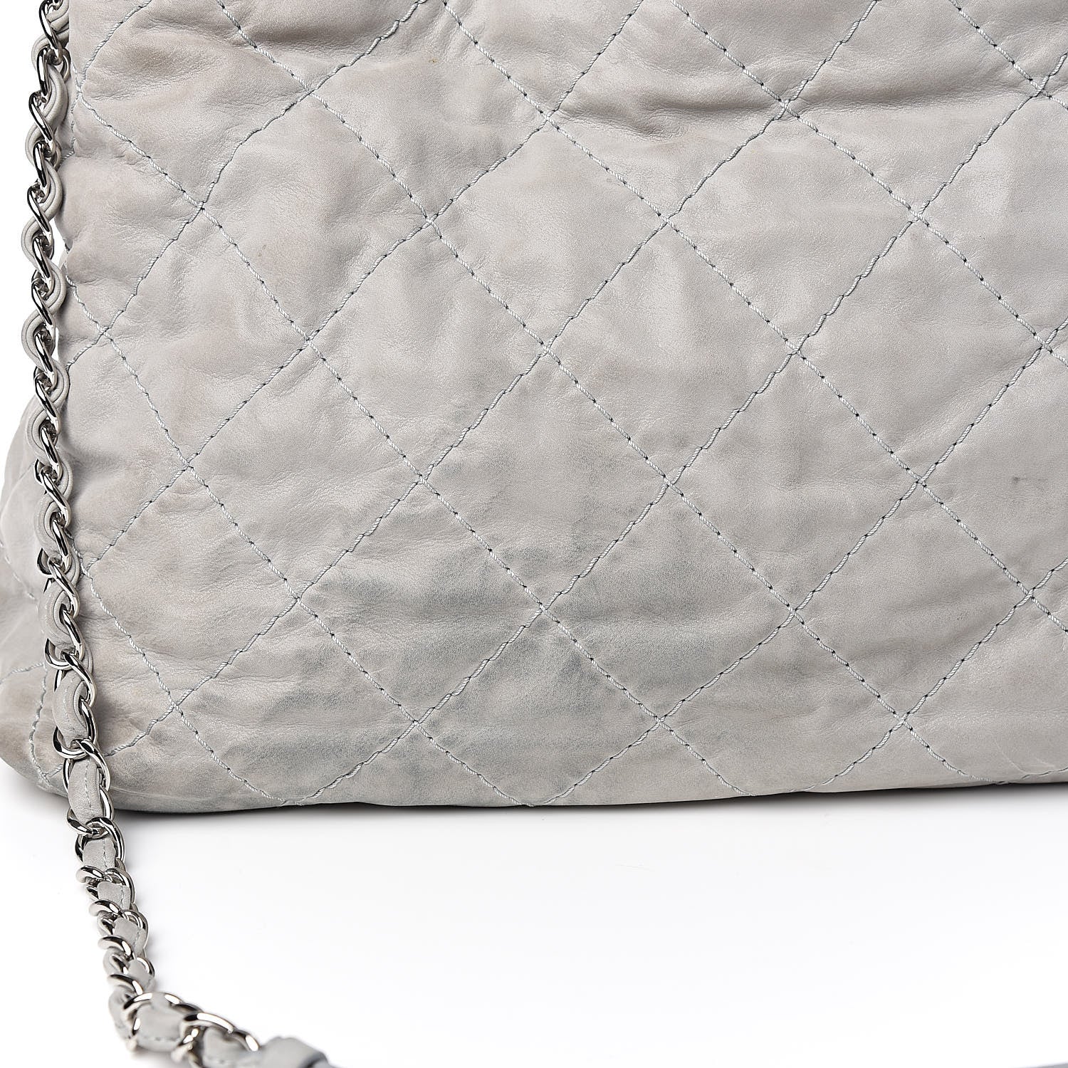 Chanel Iridescent Calfskin Diamond Stitched CC Shopping Tote Gris Clair 15 of 15