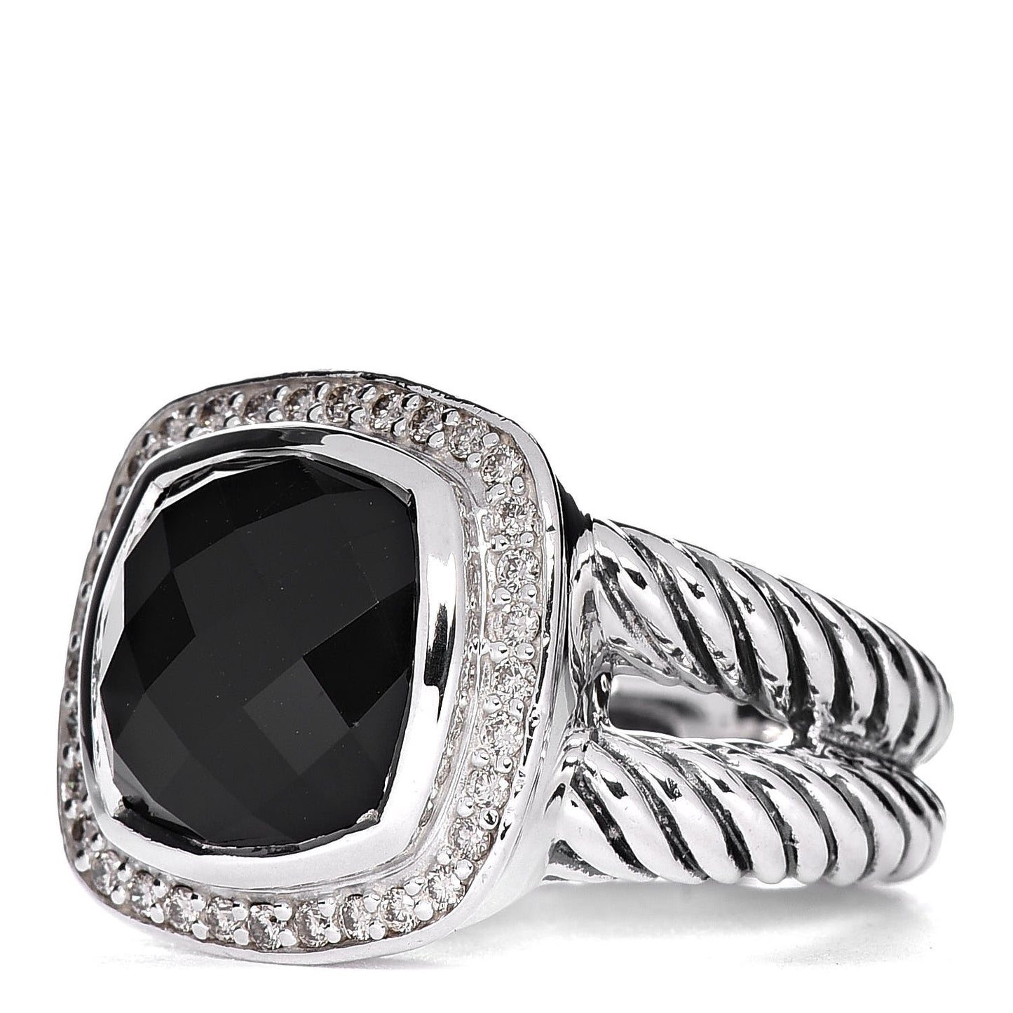 Sterling Silver Diamond Black Onyx 11mm Albion Ring 53 6.5