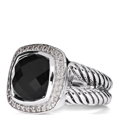 David Yurman Sterling Silver Diamond Black Onyx 11mm Albion Ring 53 6.5 3 of 5