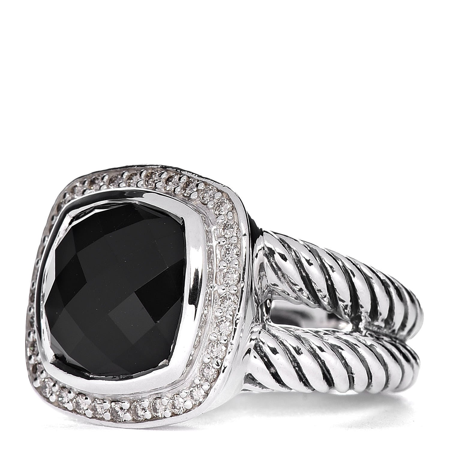 David Yurman Sterling Silver Diamond Black Onyx 11mm Albion Ring 51 5.75 3 of 5