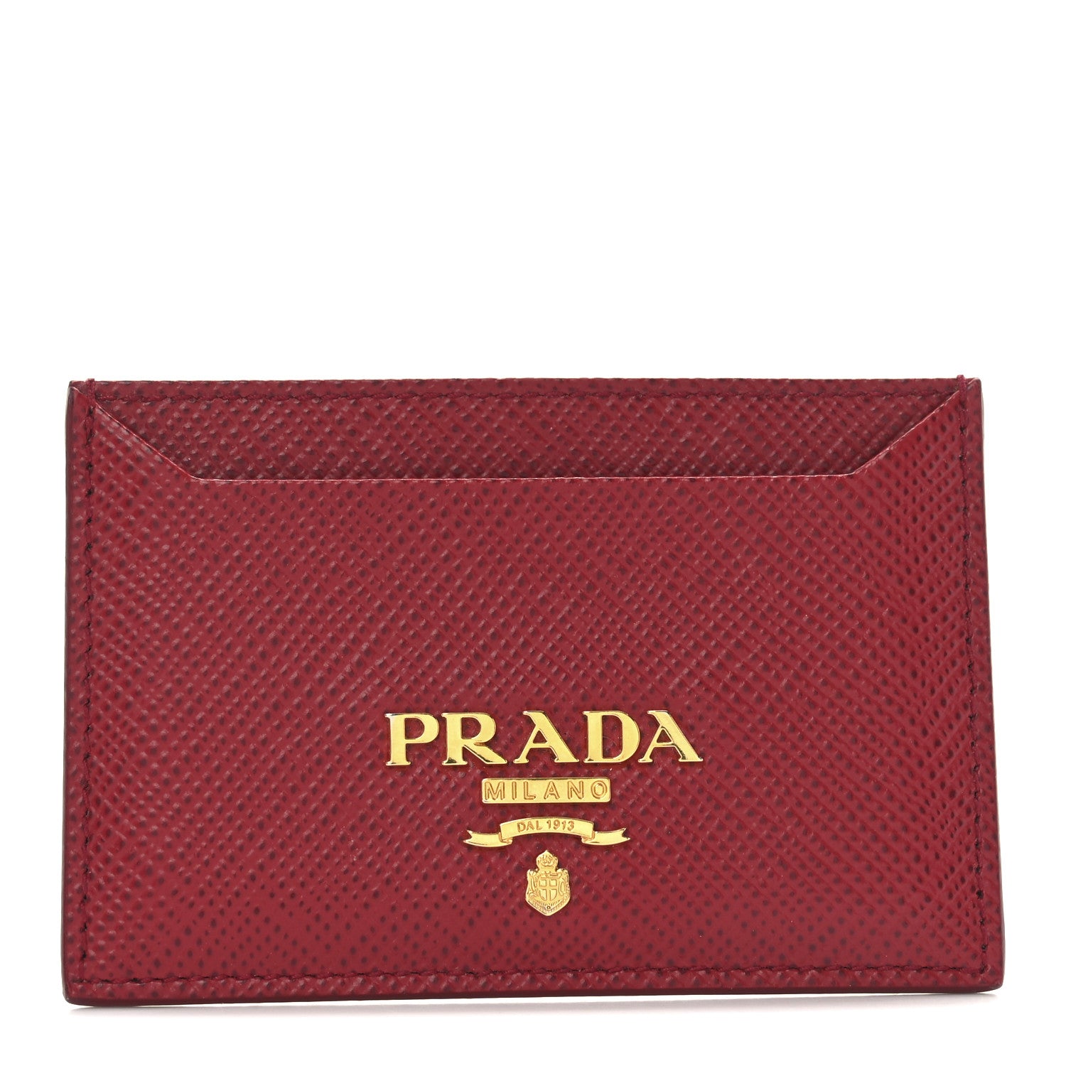 Prada Saffiano Cuir Metal Card Holder Fuoco 1 of 7