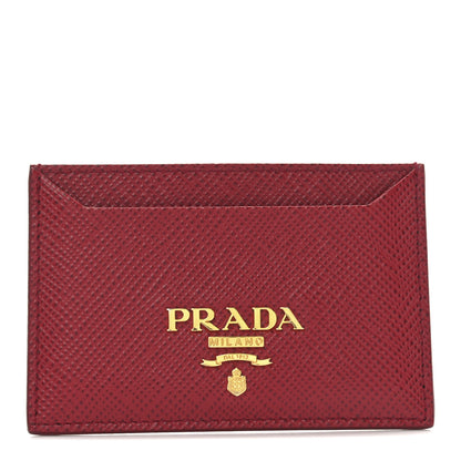 Prada Saffiano Cuir Metal Card Holder Fuoco 1 of 7