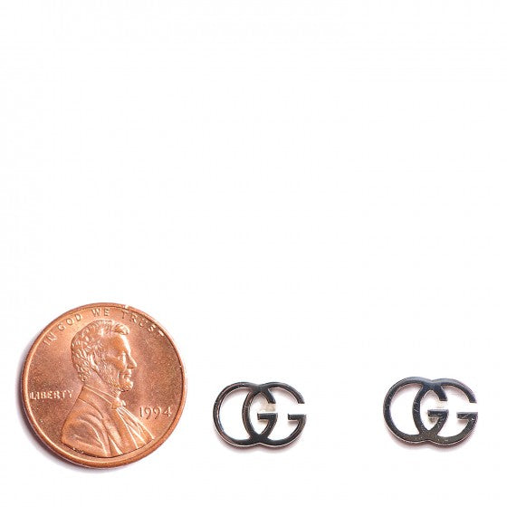 Gucci 18K White Gold GG Tissue Stud Earrings 2 of 8
