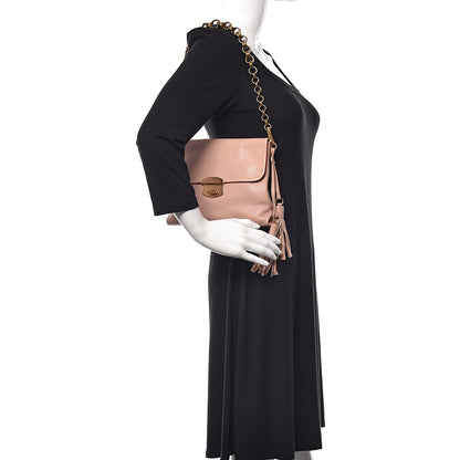 Prada Soft Calfskin Detachable Chain Tassel Clutch Pink 2 of 9
