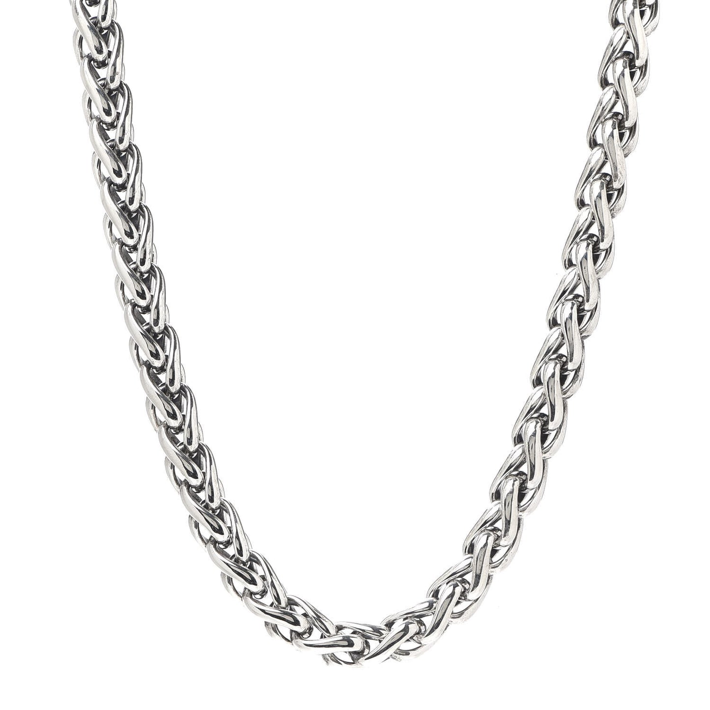 Sterling Silver 14K Yellow Gold 6mm Wheat Chain Necklace