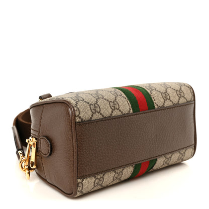 Gucci GG Supreme Monogram Textured Dollar Calfskin Web Mini Ophidia Top Handle Bowler Bag Beige Ebony New Acero 4 of 11