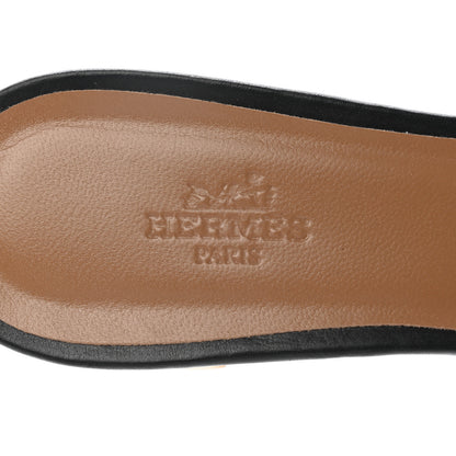 Hermes Calfskin Oasis Sandals 38 Black 7 of 9